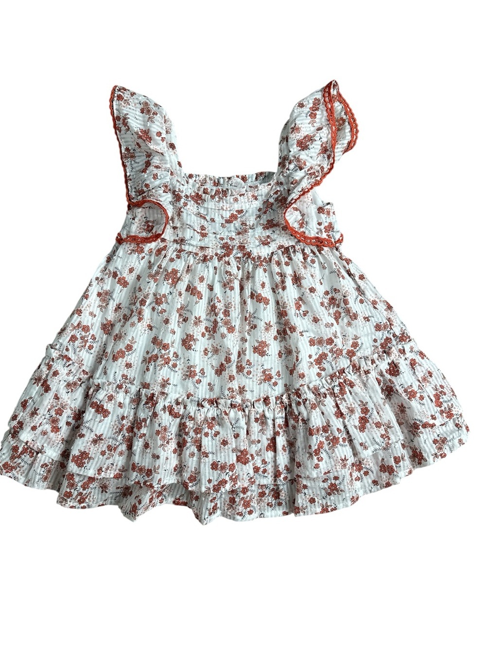 Joie White Baby Dress with Rust Floral Print